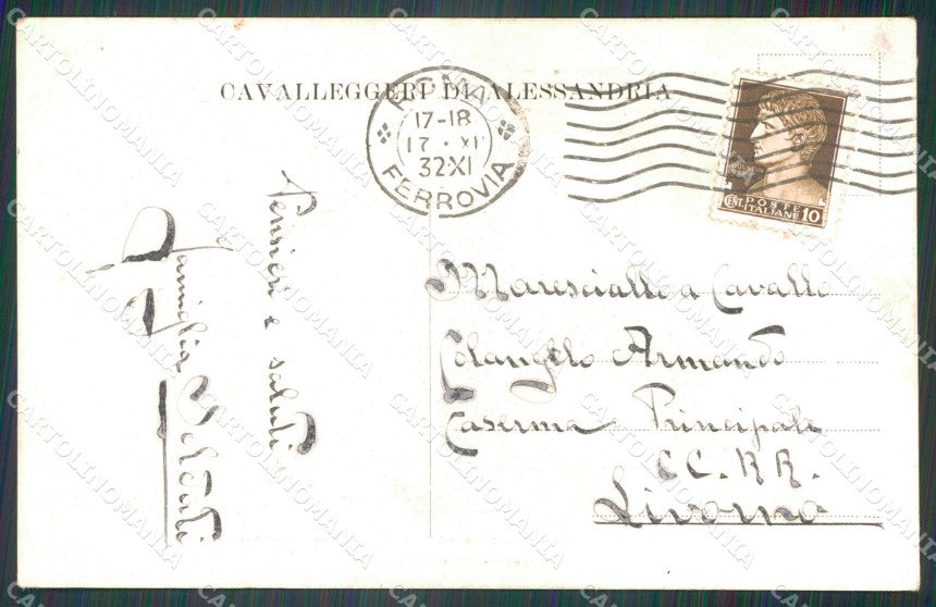Militari XIV Reggimento Cavalleggeri di Alessandria 1932 cartolina XF2430 – retro