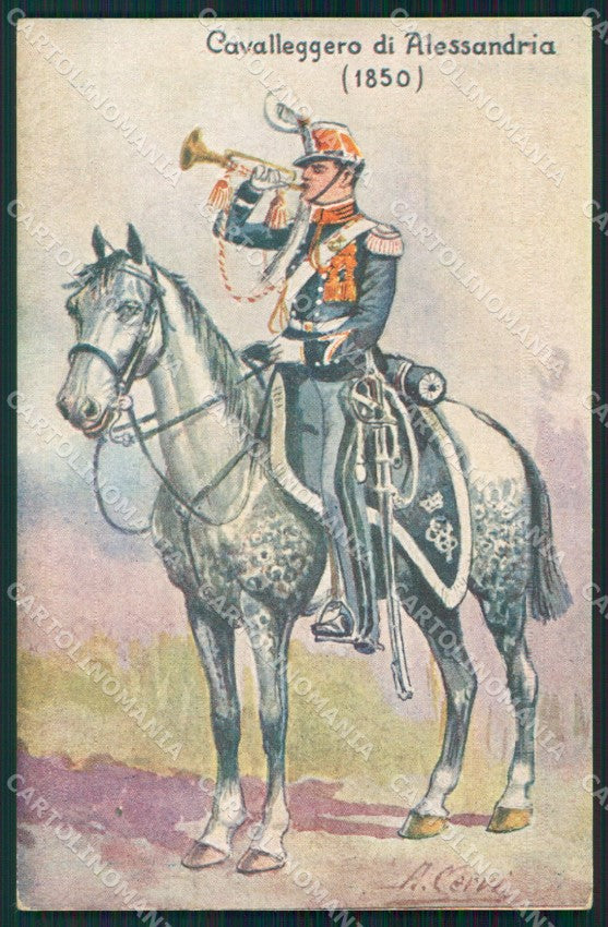 Militari XIV Reggimento Cavalleggeri di Alessandria 1928 Cervi cartolina XF2433 – fronte