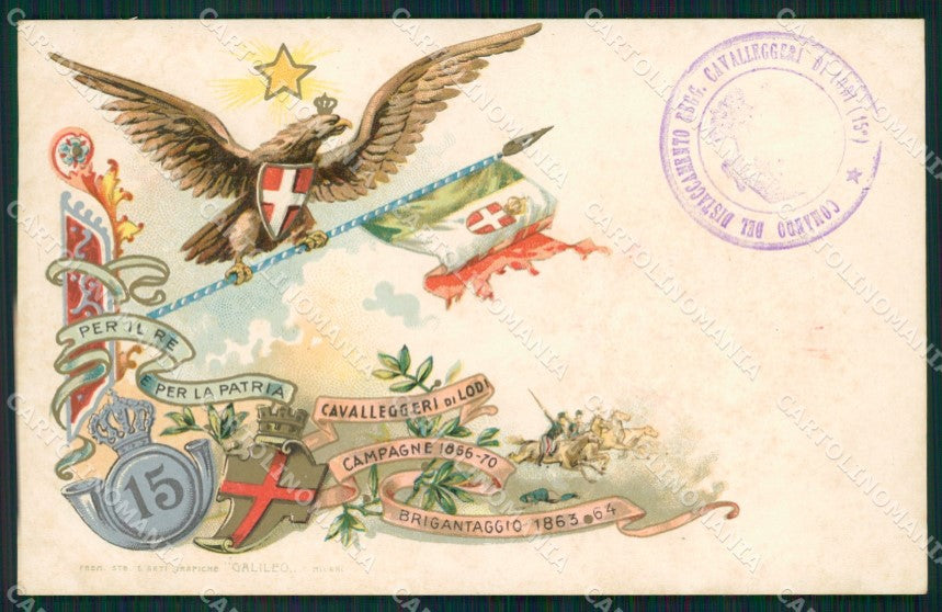 Militari XV Reggimento Cavalleggeri di Lodi cartolina XF2439 – fronte