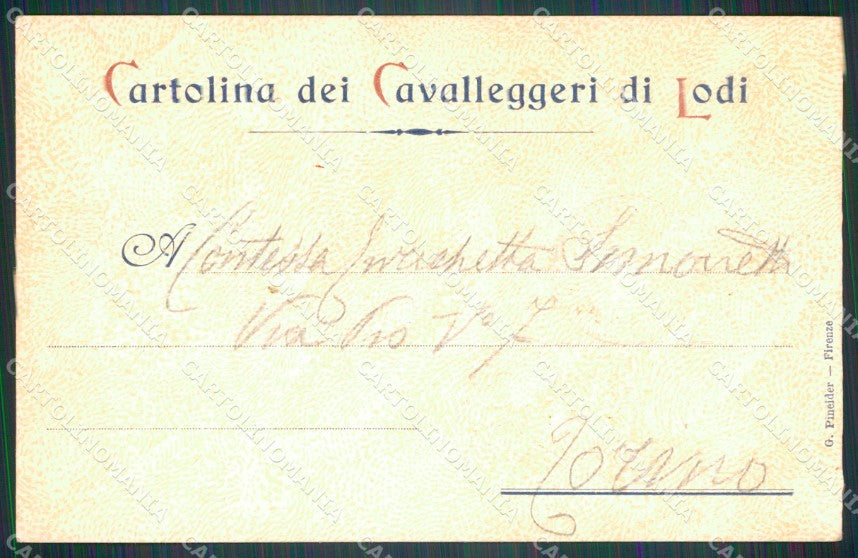 Militari XV Reggimento Cavalleggeri di Lodi cartolina XF2442 – retro