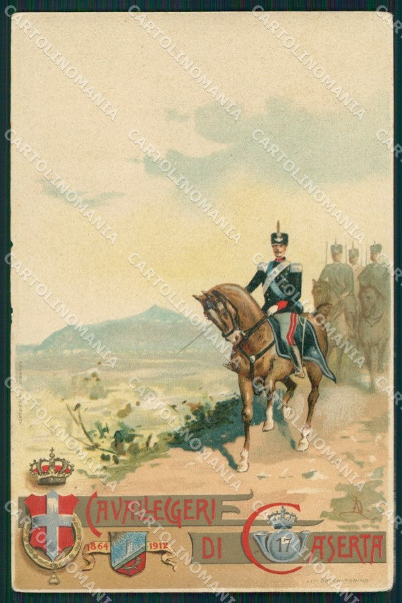 Militari XVII Reggimento Cavalleggeri di Caserta PIEGHE cartolina XF2467 – fronte