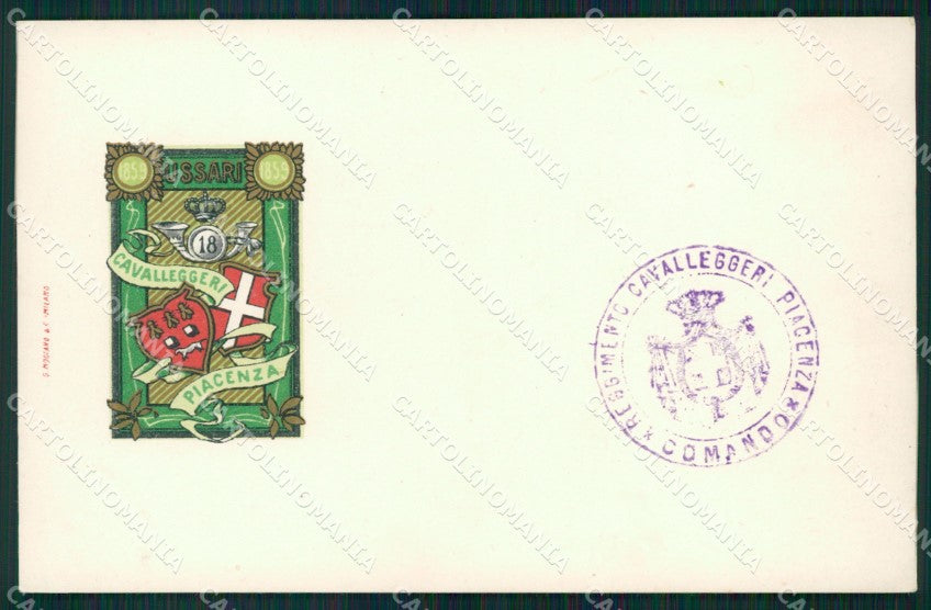 Militari XVIII Reggimento Cavalleggeri di Piacenza Ussari cartolina XF2484 – fronte