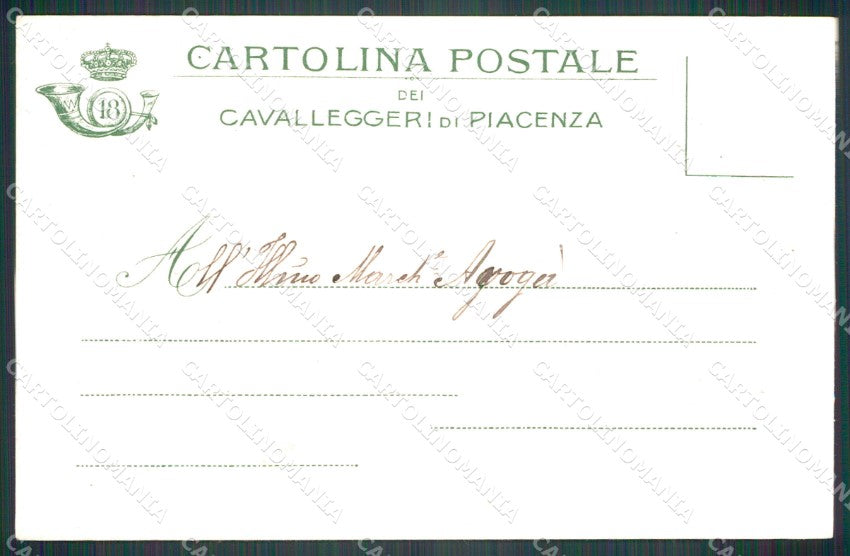 Militari XVIII Reggimento Cavalleggeri di Piacenza Ussari cartolina XF2484 – retro