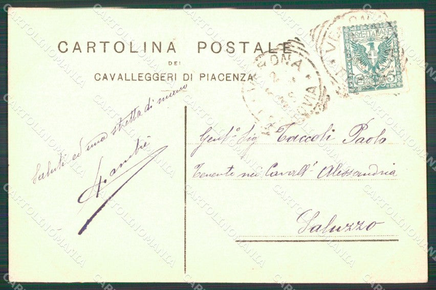Militari XVIII Reggimento Cavalleggeri di Piacenza Ussari cartolina XF2487 – retro