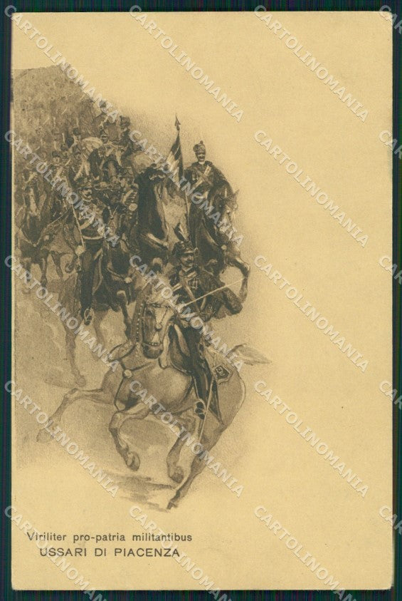 Militari XVIII Reggimento Cavalleggeri di Piacenza Ussari cartolina XF2488 – fronte