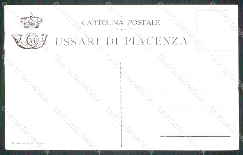 Militari XVIII Reggimento Cavalleggeri di Piacenza Ussari cartolina XF2494 – retro