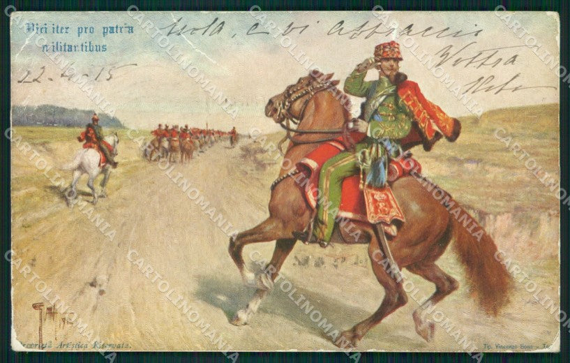 Militari XVIII Reggimento Cavalleggeri di Piacenza Ussari cartolina XF2495 – fronte