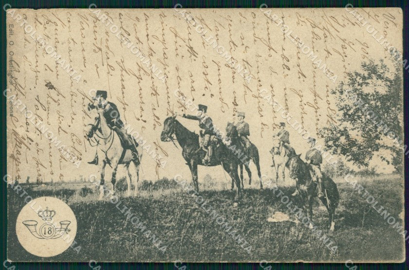 Militari XVIII Reggimento Cavalleggeri Piacenza Ussari ABRASA cartolina XF2499 – fronte