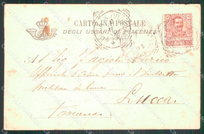 Militari XVIII Reggimento Cavalleggeri Piacenza Ussari ABRASA cartolina XF2499 – retro