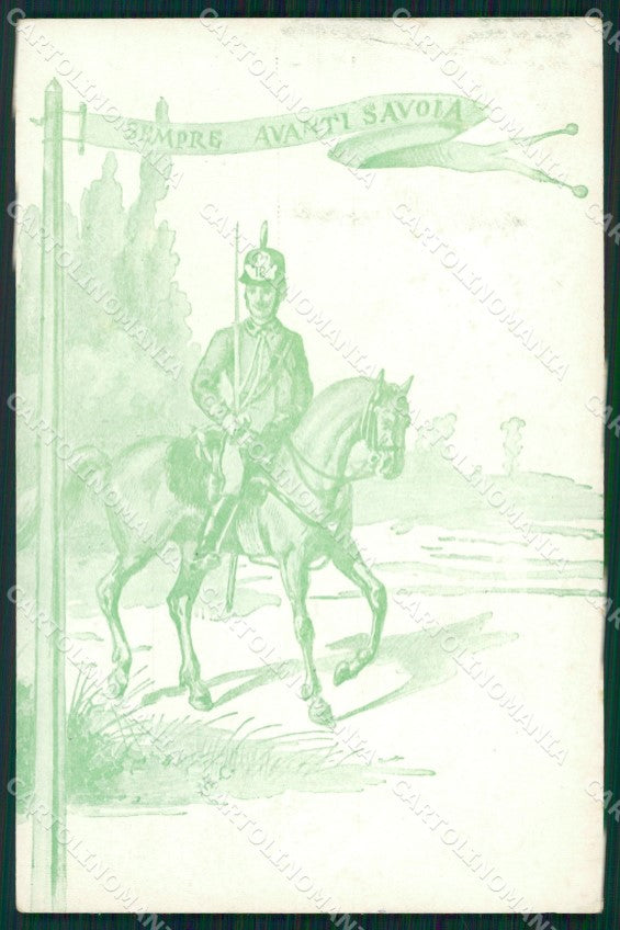 Militari XVIII Reggimento Cavalleggeri di Piacenza Ussari cartolina XF2500 – fronte