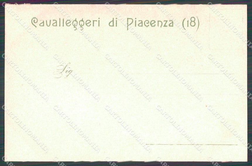 Militari XVIII Reggimento Cavalleggeri di Piacenza Ussari cartolina XF2501 – retro