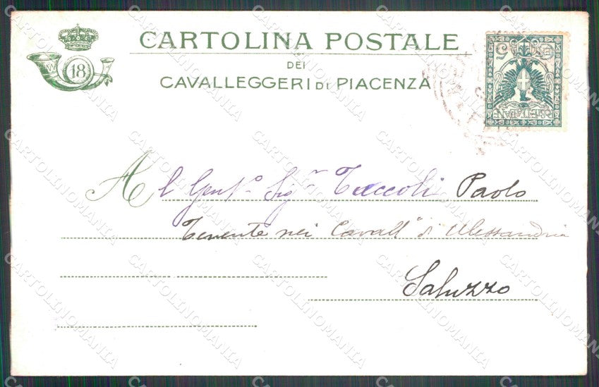 Militari XVIII Reggimento Cavalleggeri Piacenza Ussari 87/100 cartolina XF2502 – retro