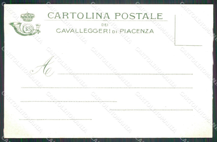 Militari XVIII Reggimento Cavalleggeri di Piacenza Ussari cartolina XF2504 – retro
