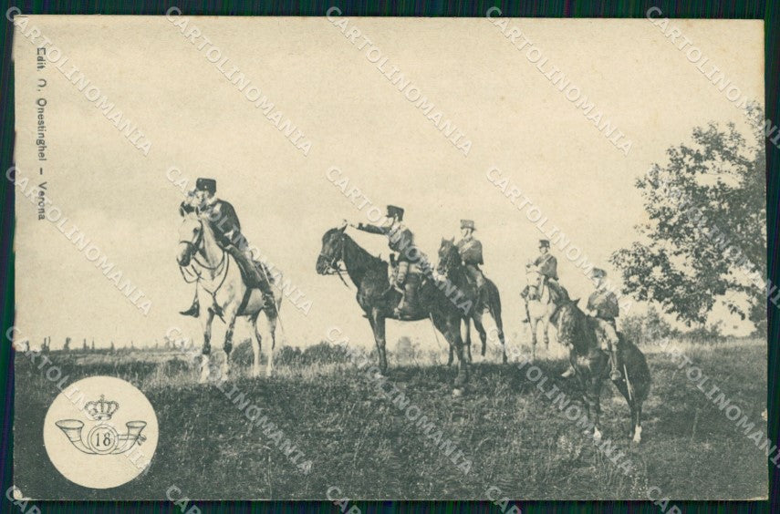 Militari XVIII Reggimento Cavalleggeri di Piacenza Ussari cartolina XF2505 – fronte