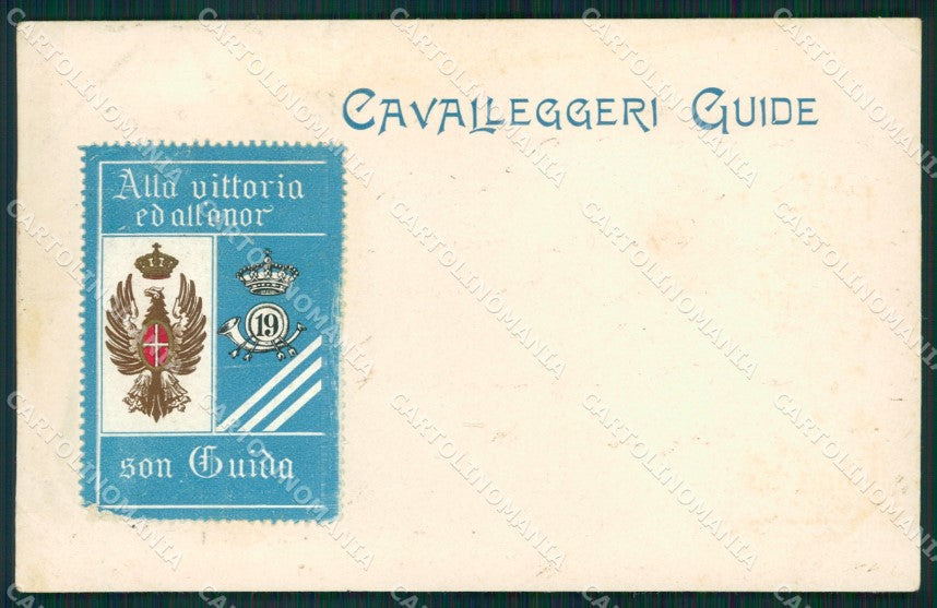 Militari XIX Reggimento Cavalleggeri Guide ABRASA cartolina XF2508 – fronte