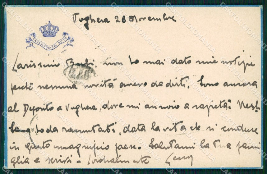 Militari XIX Reggimento Cavalleggeri Guide cartolina XF2515 – fronte