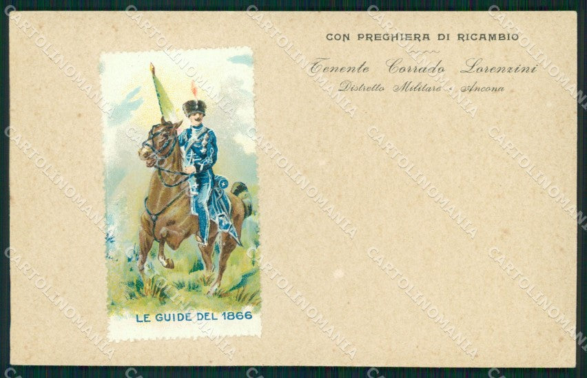 Militari XIX Reggimento Cavalleggeri Guide Distretto Ancona cartolina XF2519 – fronte