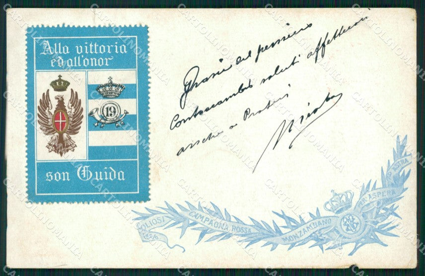 Militari XIX Reggimento Cavalleggeri Guide PIEGATA cartolina XF2520 – fronte