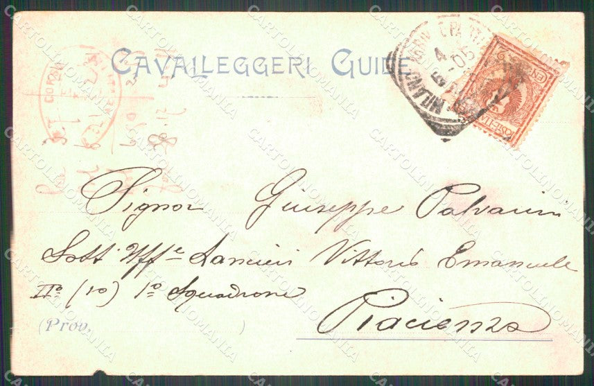 Militari XIX Reggimento Cavalleggeri Guide PIEGATA cartolina XF2520 – retro