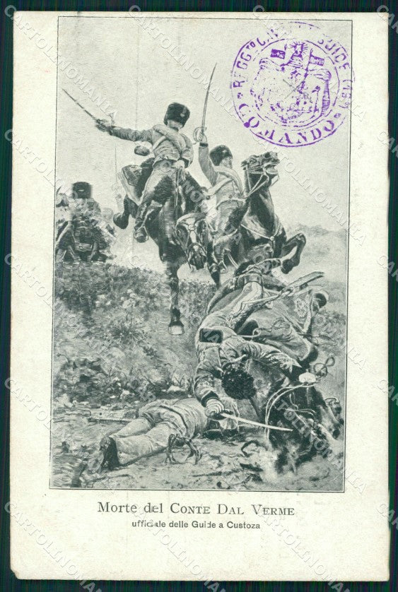 Militari XIX Reggimento Cavalleggeri Guide Custoza cartolina XF2523 – fronte