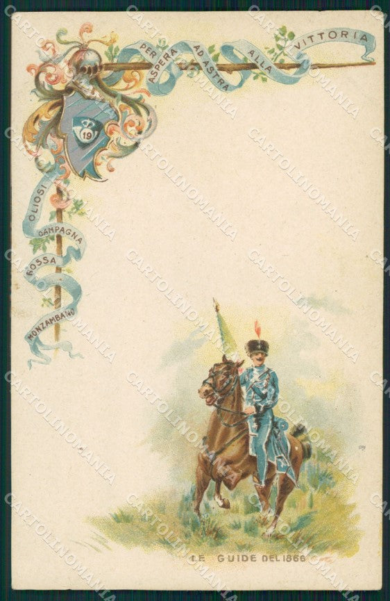 Militari XIX Reggimento Cavalleggeri Guide cartolina XF2526 – fronte
