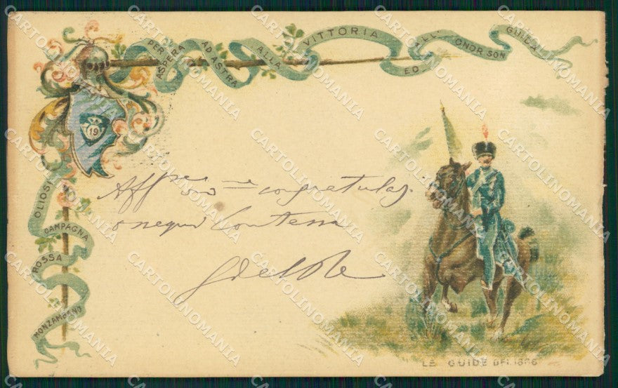 Militari XIX Reggimento Cavalleggeri Guide cartolina XF2531 – fronte
