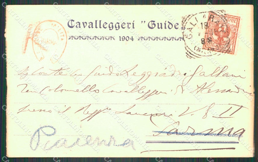 Militari XIX Reggimento Cavalleggeri Guide cartolina XF2531 – retro
