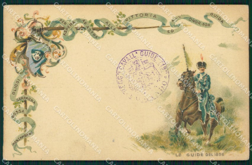 Militari XIX Reggimento Cavalleggeri Guide cartolina XF2533 – fronte