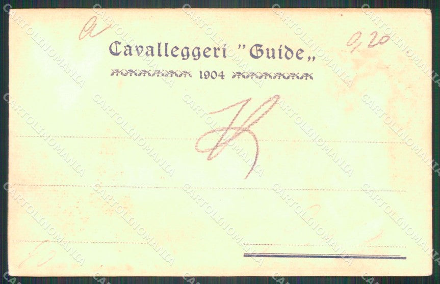 Militari XIX Reggimento Cavalleggeri Guide cartolina XF2533 – retro