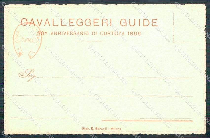 Militari XIX Reggimento Cavalleggeri Guide Anniversario Custoza cartolina XF2546 – retro
