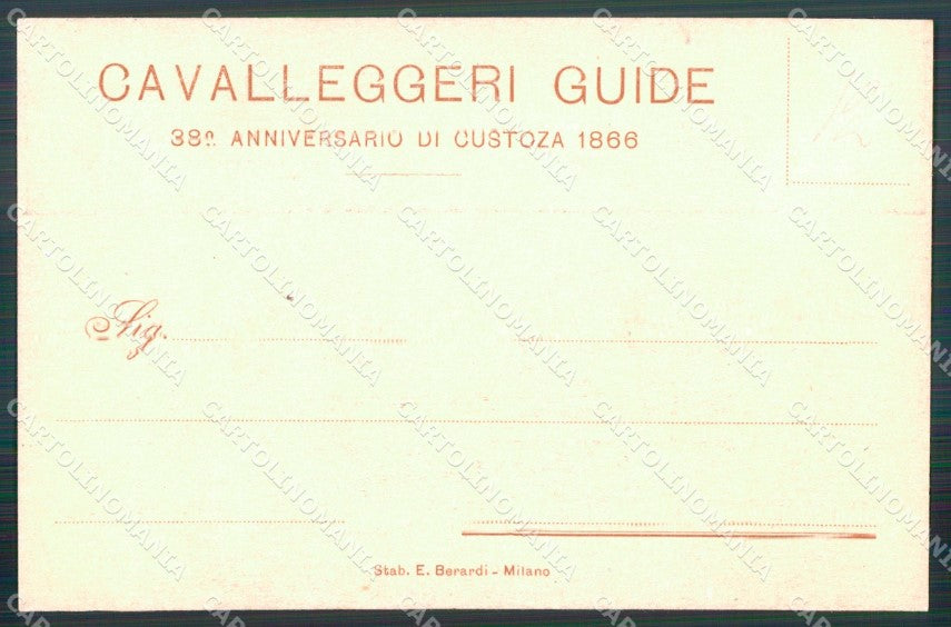 Militari XIX Reggimento Cavalleggeri Guide Anniversario Custoza cartolina XF2548 – retro
