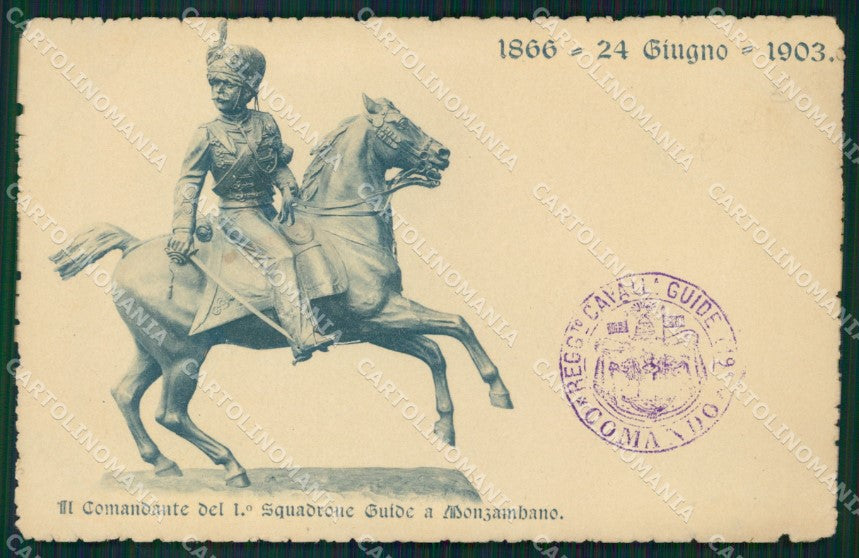 Militari XIX Reggimento Cavalleggeri Guide Monzambano cartolina XF2551 – fronte