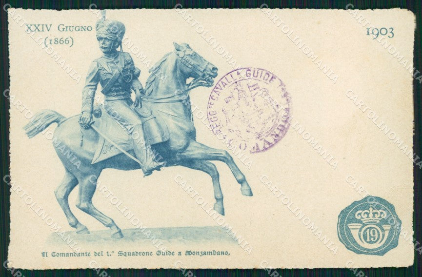 Militari XIX Reggimento Cavalleggeri Guide Monzambano cartolina XF2552 – fronte