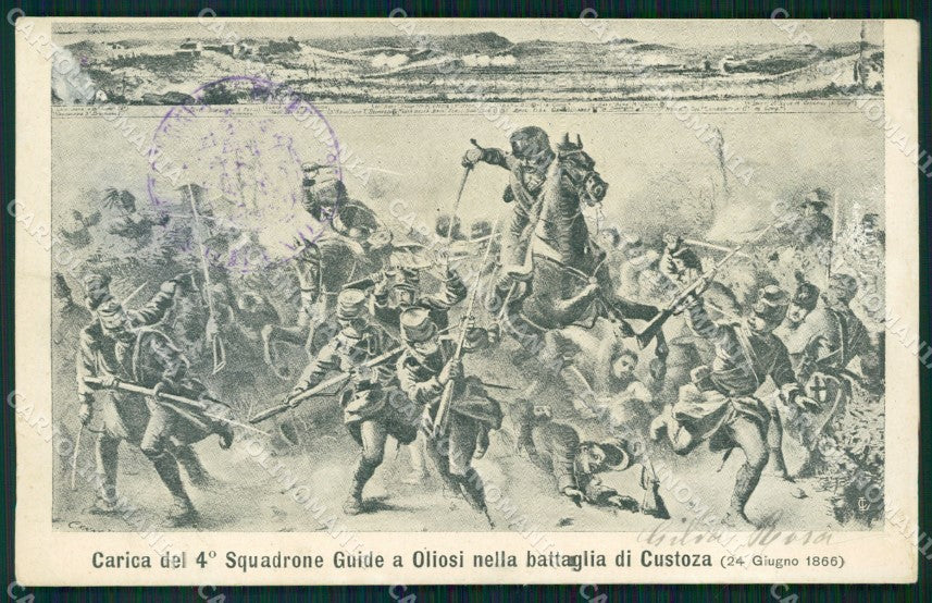 Militari XIX Cavalleggeri Guide Castelnuovo Garda Oliosi ABRASA cartolina XF2563 – fronte