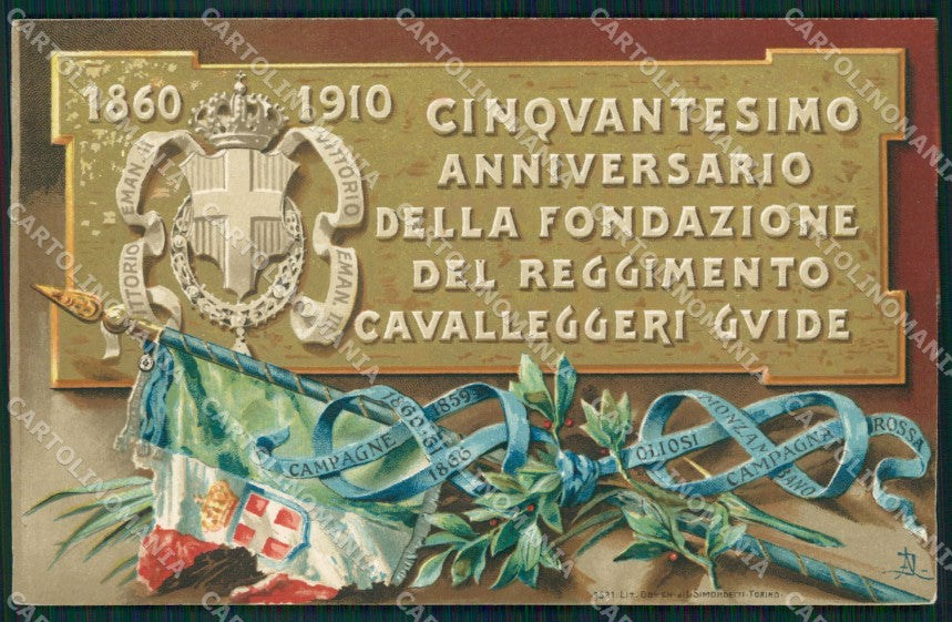 Militari XIX Reggimento Cavalleggeri Guide cartolina XF2573 – fronte