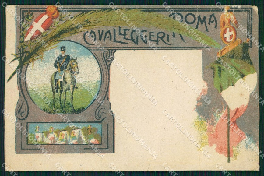 Militari XX Reggimento Cavalleggeri di Roma PIEGATA cartolina XF2576 – fronte