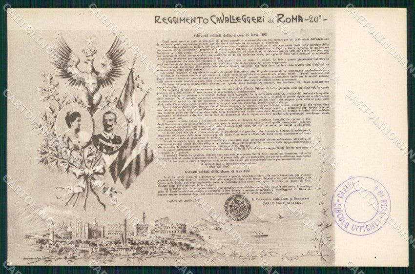 Militari XX Reggimento Cavalleggeri di Roma Savoia cartolina XF2601 – fronte