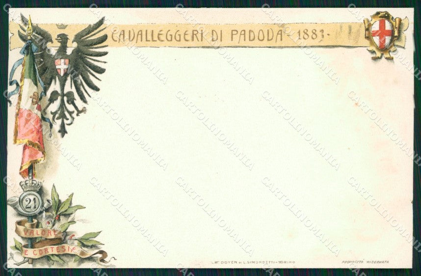 Militari XXI Reggimento Cavalleggeri di Padova cartolina XF2610 – fronte