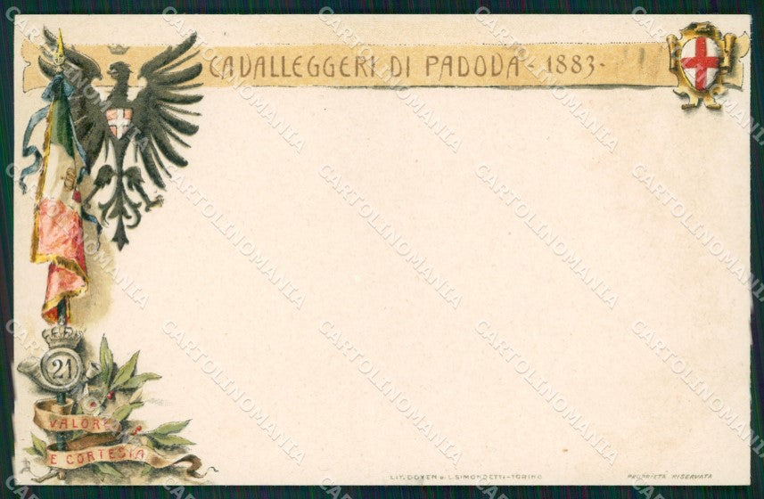 Militari XXI Reggimento Cavalleggeri di Padova cartolina XF2611 – fronte