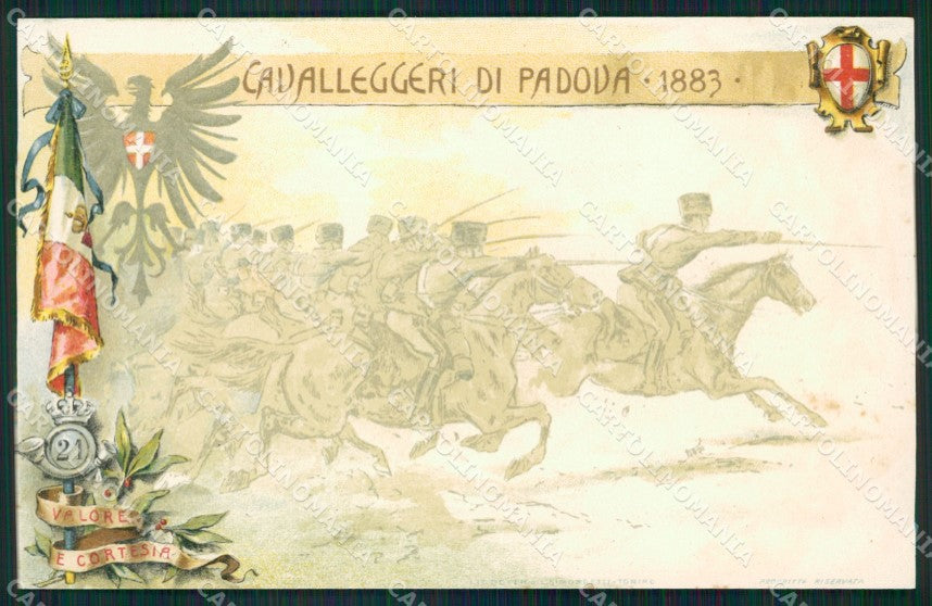 Militari XXI Reggimento Cavalleggeri di Padova cartolina XF2612 – fronte