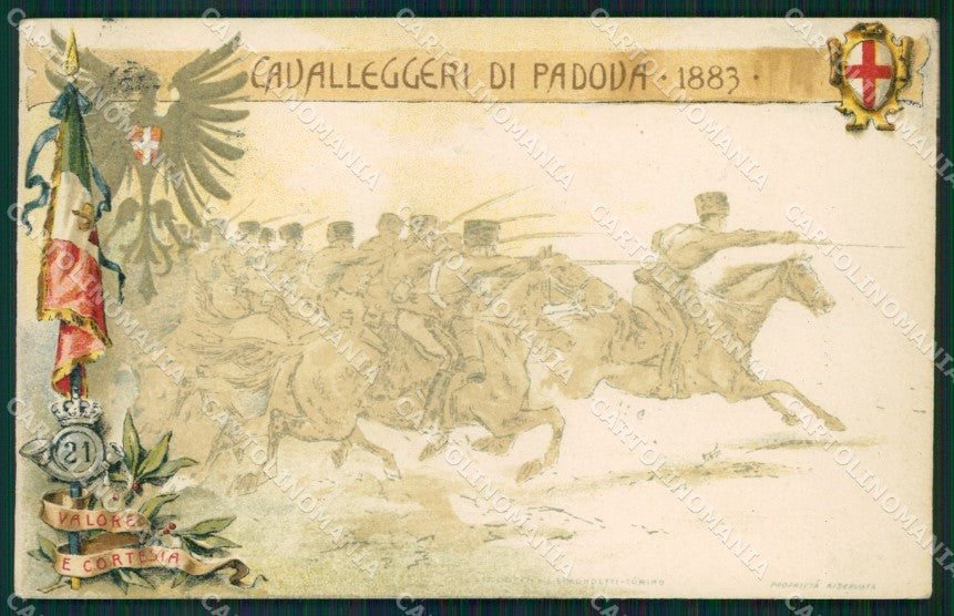 Militari XXI Reggimento Cavalleggeri di Padova cartolina XF2615 – fronte