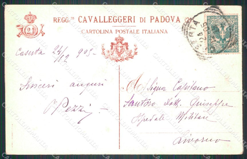 Militari XXI Reggimento Cavalleggeri di Padova cartolina XF2615 – retro