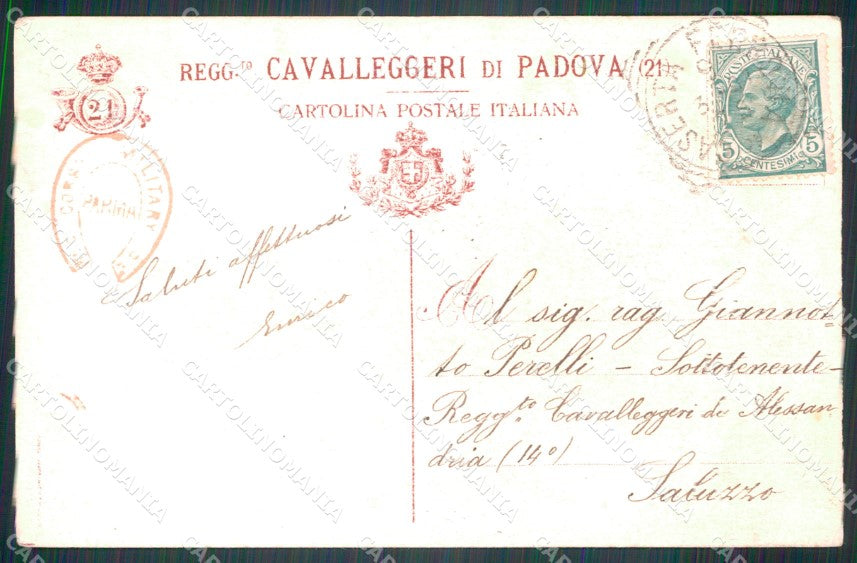Militari XXI Reggimento Cavalleggeri di Padova cartolina XF2616 – retro