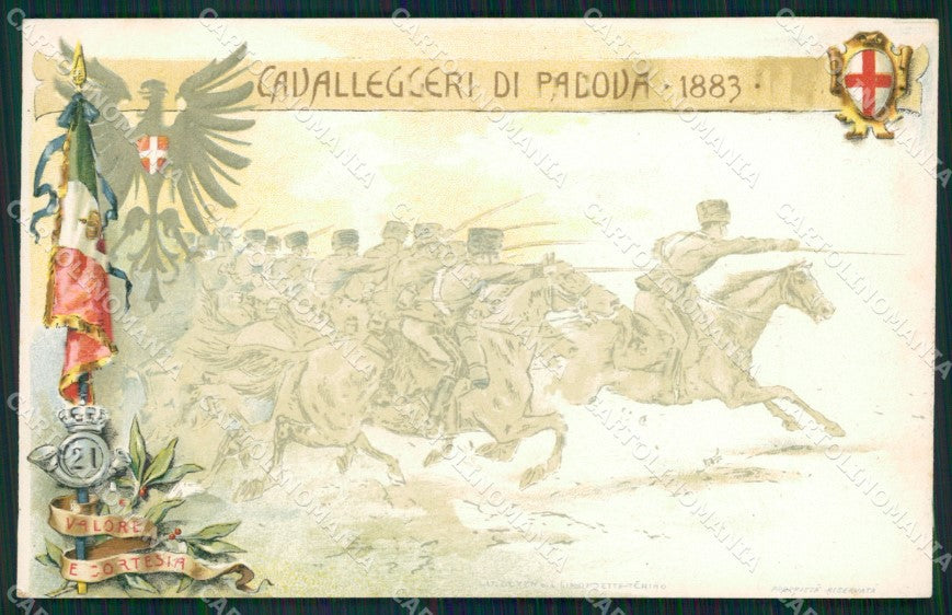 Militari XXI Reggimento Cavalleggeri di Padova cartolina XF2617 – fronte
