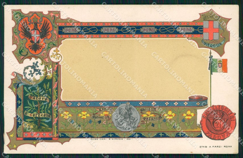 Militari XXI Reggimento Cavalleggeri di Padova SCOLLATA cartolina XF2620 – fronte