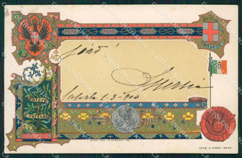 Militari XXI Reggimento Cavalleggeri di Padova cartolina XF2625 – fronte