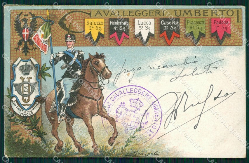 Militari XXIII Reggimento Cavalleggeri di Umberto I Scarpelli cartolina XF2661 – fronte