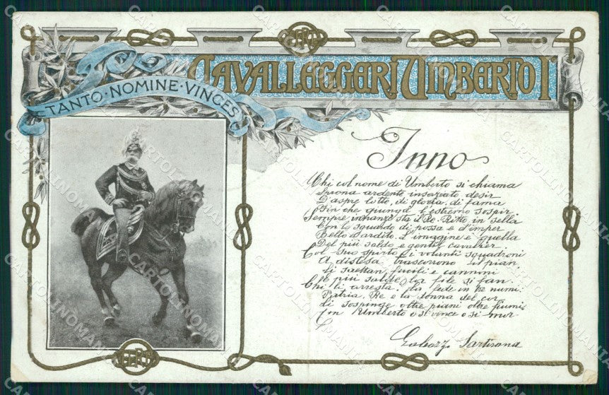 Militari XXIII Reggimento Cavalleggeri di Umberto I Savoia Inno cartolina XF2670 – fronte