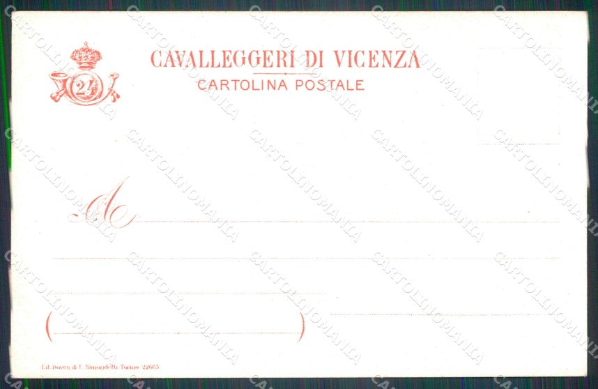 Militari Reggimentali XXIV Reggimento Cavalleggeri di Vicenza cartolina XF2686 – retro