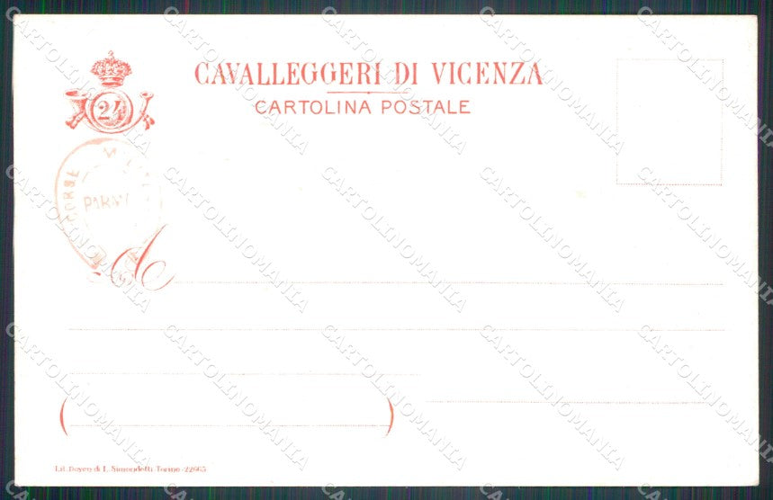 Militari Reggimentali XXIV Reggimento Cavalleggeri di Vicenza cartolina XF2687 – retro